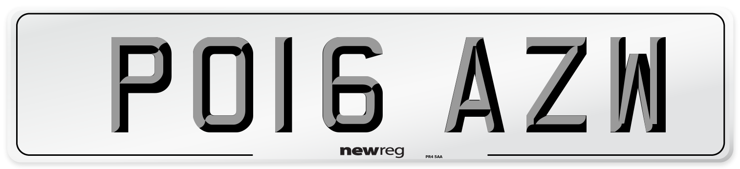 PO16 AZW Number Plate from New Reg